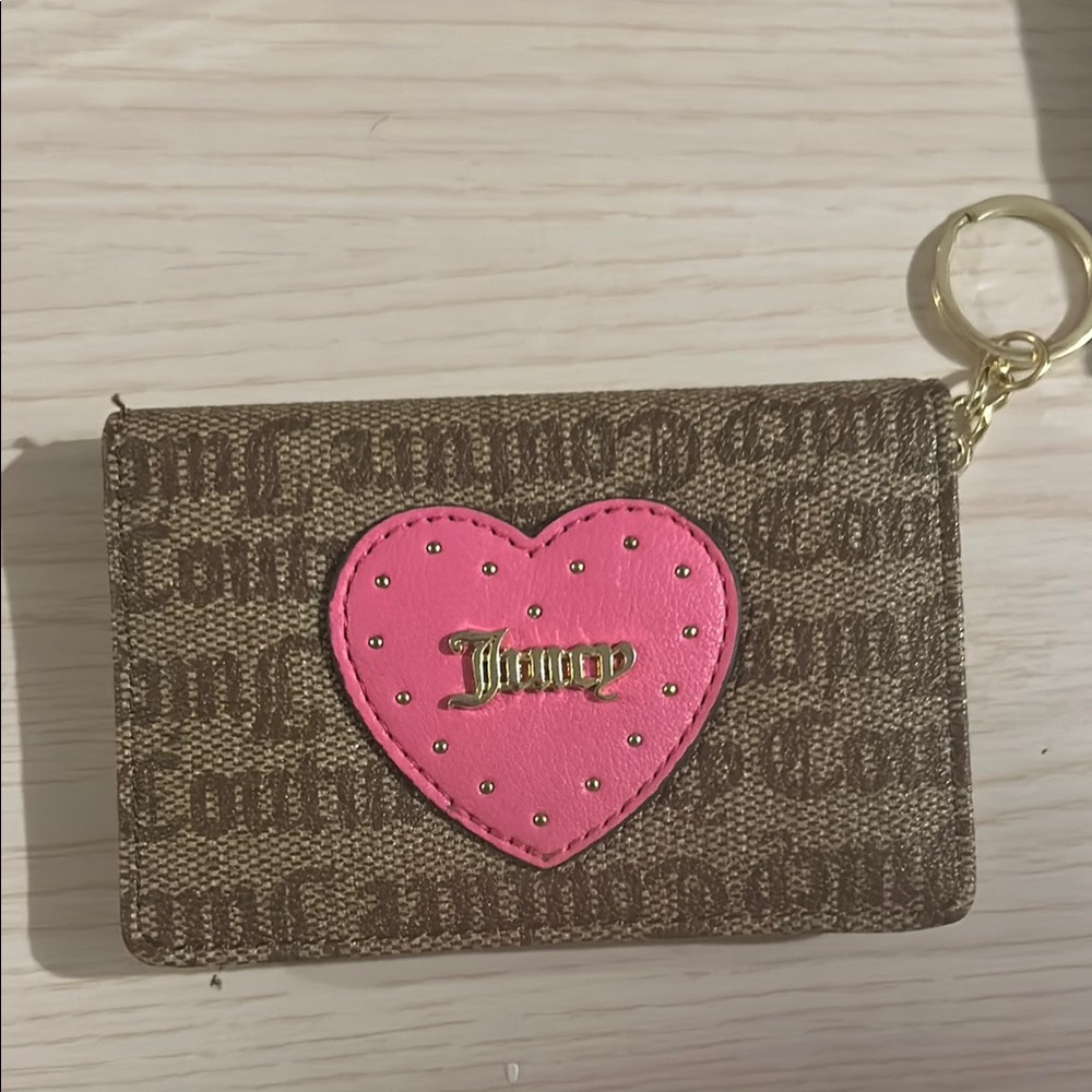 Juicy Couture Brown and Pink Keychain Wallet